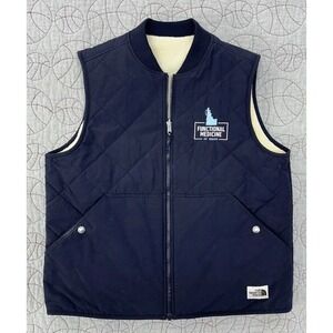 The North Face Women's Cuchillo Sherpa Quilted Vest Navy Blue Size Large LOGO